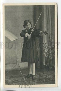 439209 FARIUS 11-years Girl VIOLINIST Musician AUTOGRAPH Vintage postcard