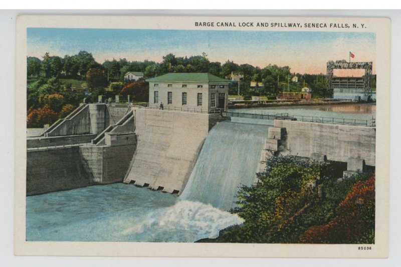 NY - Seneca Falls. Barge Canal Lock & Spillway