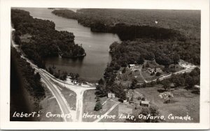 Lebert's Corners Horseshoe Lake Ontario ON Birdseye c1951 RPPC Postcard E68