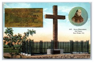 Junipero Serra Monument San Diego CA California UNP Linen Postcard D21