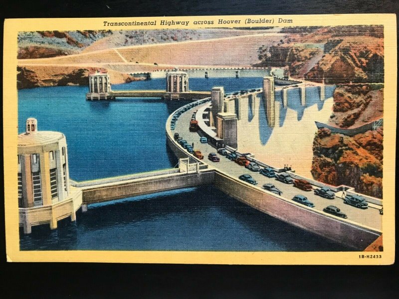Vintage Postcard 1940 Transcontinental Hwy Hoover (Boulder) Dam Boulder City NV