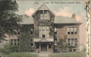 Hudson Massachusetts MA High School c1910 Vintage Postcard