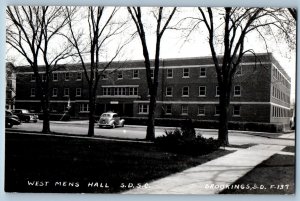 Brookings South Dakota SD Postcard RPPC Photo West Mens Hall Building c1940's