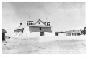 RPPC Old Church, Isleta Indian Pueblo, New Mexico '40s Frashers Vintage Postcard