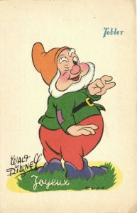 PC DISNEY, SNOW WHITE AND THE SEVEN DWARFS, HAPPY, Vintage Postcard (b27885)