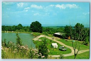 1960 Branchville New Jersey Postcard Harmony Ridge Farm Campground Camping Lake