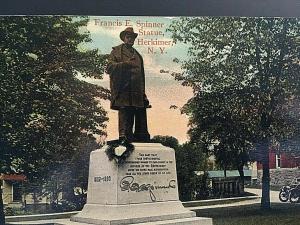 Postcard 1916 View of Francis E. Skinner Statue in Herkimer, NY. T3