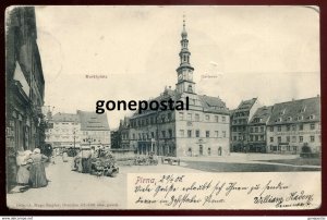 dc1342 - GERMANY Pirna 1905 Marktplatz. Rathaus. Sent to Preston Canada