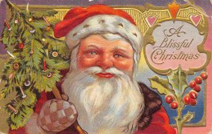 Santa Claus Large Image A Blissful Merry Christmas Greetings 1911 postcard