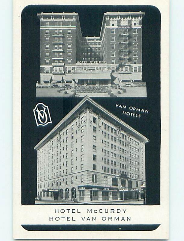 Unused 1940's MCCURDY & VAN ORMAN HOTEL Evansville - Ft. Fort Wayne IN Q6699@