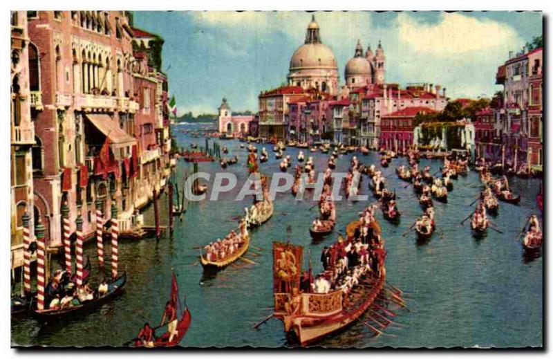 Postcard Old Venice Canal grande e regata storica Grand Canal