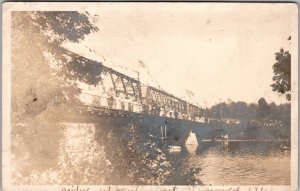 RPPC Postcard Bridge Carnival PM Buffalo NY 1911 US Flags JD4