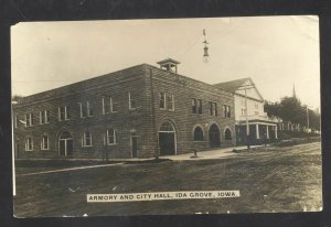 RPPC IDA GROVE IOWA NATIONAL GUARD ARMORY CITY HALL REAL PHOTO POSTCARD