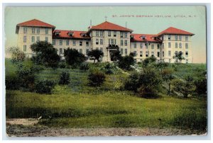 1913 St. John's Orphan Asylum Front View Utica New York NY Antique Postcard