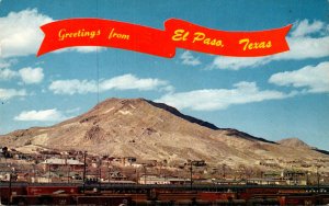 Texas El Paso Greetings Showing Mount Franklin 1961