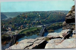 Postcard WV Harpers Ferry as seen from Maryland side of Potomac