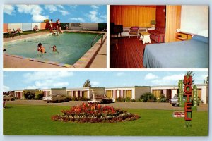 1960 Regina Saskatchewan Canada Vintage Postcard Siesta Motel Playground Pool