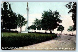 1909 Richmond Virginia Postcard Libby Hill Park Soldiers Sailors Monument Posted