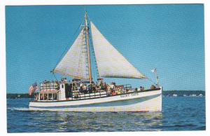 Motor Launch Ship Boat Balmy Days Boothbay Harbor Maine 1960s postcard