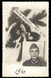3rd Reich Germany 1940 Soldier Photo RPPC Weihnacht Christmas Card Cover  100615