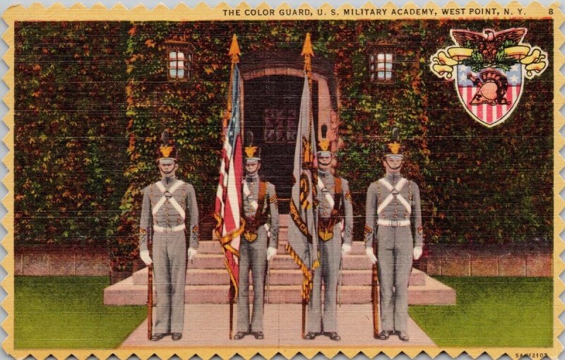 The Color Guard US Military Academy West Point NY New York Linen Postcard H50