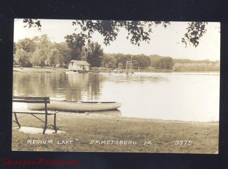 ERPPC EMMETSBURG IOWA MEDIUM LAKE VINTAGE REAL PHOATO POSTCARD FAYETTE MO.