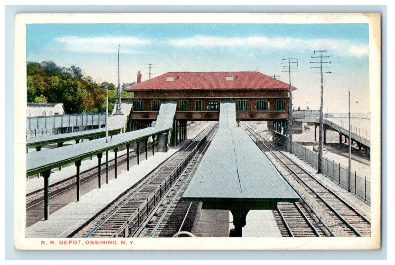 c1920s Railroad Depot Ossining New York NY FA Hopper Unposted Postcard 