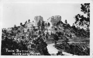 Harrison Nebraska~Twin Butte Mountain Peaks~Classic 1920s Car Parked~RPPC