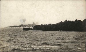 Battleship German Ship WWI Laying Smoke Screen c1915 Real Photo Postcard