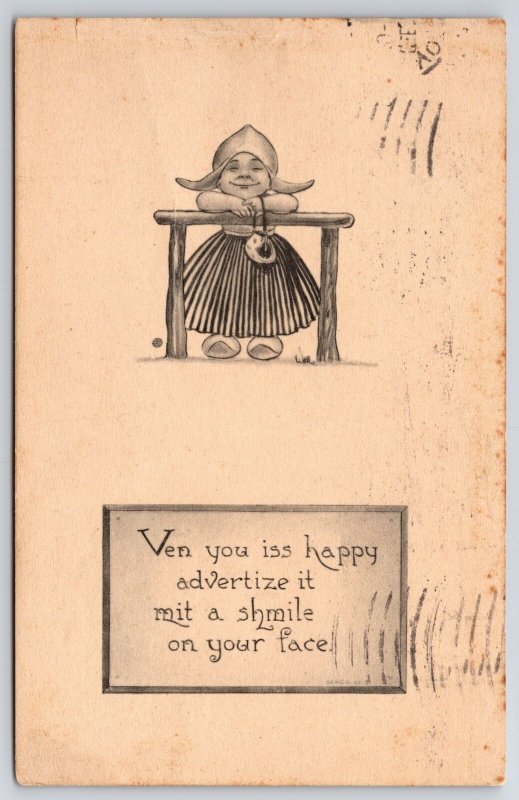 1907 Happy Cute Little Baby Smiling Face Comic Card Posted Postcard