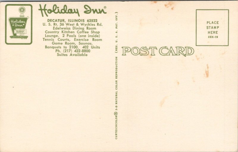 Holiday Inn Decatur IL Postcard PC402