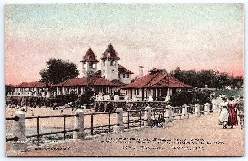Restaurant Shelter And Bathing Pavilion East Rye Park New York Buldings Postcard