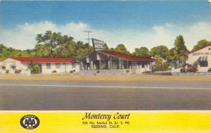 Redding California 1950s Postcard Monterey Motel on US 99
