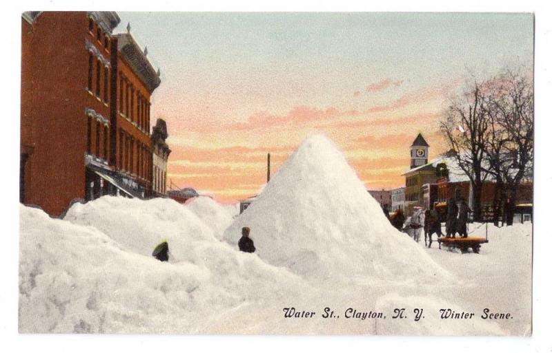 Water St. Winter Scene Clayton NY ca 1910 Leighton