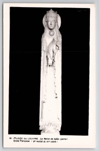 The Queen of Sheba Stone Statue Louvre Museum RPPC Postcard L49