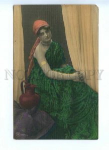 531607 BELLY DANCER Harem Vintage PHOTO tinted postcard NPG