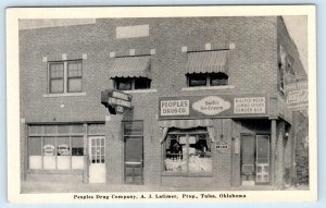 TULSA, Oklahoma OK ~ PEOPLES DRUG COMPANY A.J. Latimer Prop. 1920s-30s  Postcard