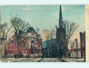 Divided-Back YMCA AND CHURCH SCENE Utica New York NY L6174