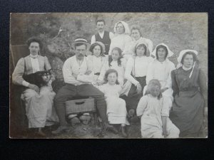 Portrait FAMILY PICNIC DAY OUT showing Grumpy Dad 1920s RP Postcard