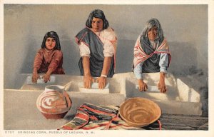 Grinding Corn, Pueblo of Laguna, New Mexico Native American Indians Postcard
