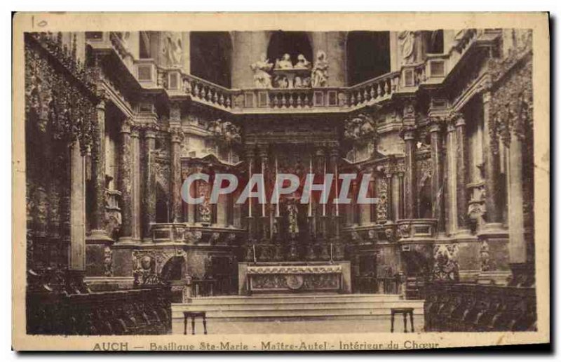 Old Postcard Auch Basilica St. Mary Altar Interior Choir
