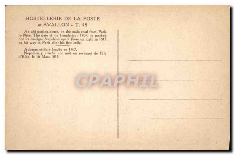 Postcard Old Hostellerie de la Poste Avallon at