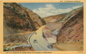 Autos US Highway 99 Los Angeles Bakersfield 1948 Western Teich postcard 383