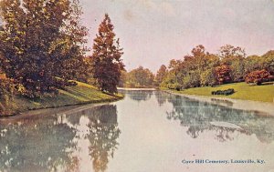 LOUISVILLE KENTUCKY~CAVE HILL CEMETERY-LAKE VIEW POSTCARD