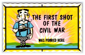 Fist Shot of Civil War Poured Centennial Day Glo Self-Stick Sticker Postcard P23