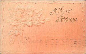 Christmas Angels Pine Cones Embossed Airbrushed c1910 Postcard