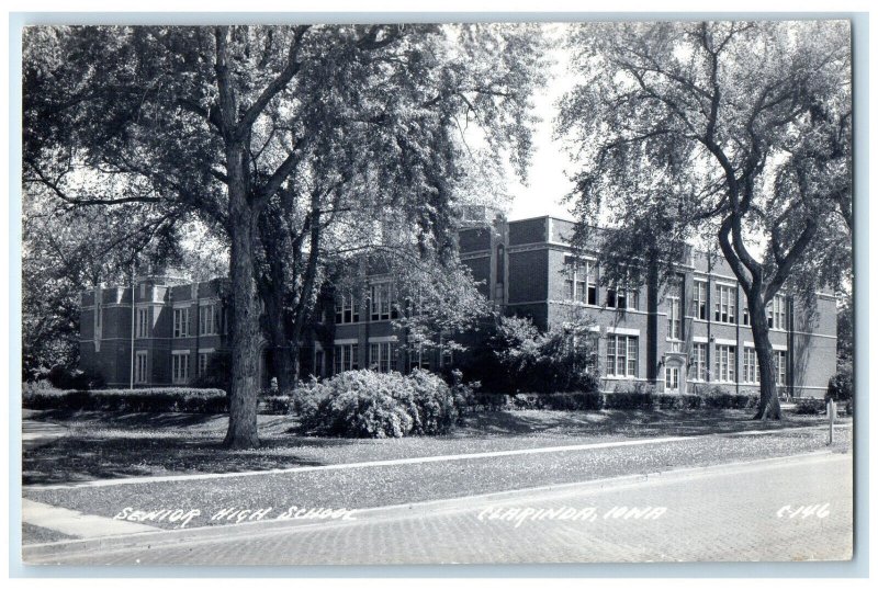 Clarinda Iowa IA RPPC Photo Postcard Senior High School c1950's Vintage