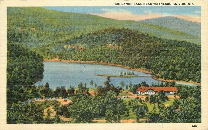 Virginia Waynesboro Sherando Lake Postcard Birdseye Marken Bielfeld 22-2818 
