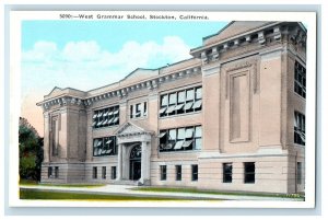 c1910 West Grammar School Building Stockton California CA Vintage Postcard 