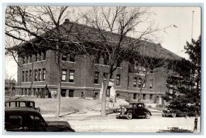 c1940's Senior High School Cars Mitchell South Dakota SD RPPC Photo Postcard